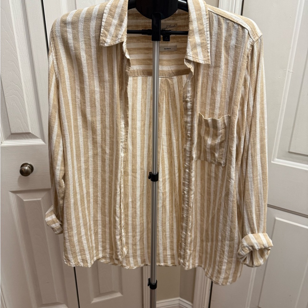 Universal Thread Beige and White Striped Shirt